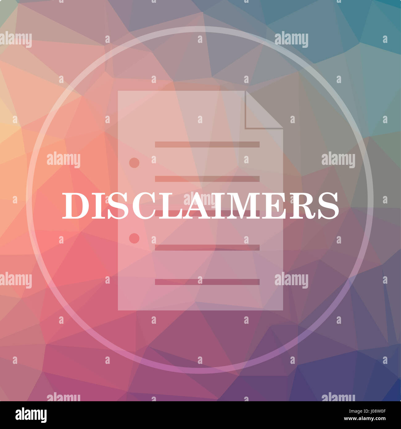 Disclaimers icon. Disclaimers website button on low poly background. Stock Photo