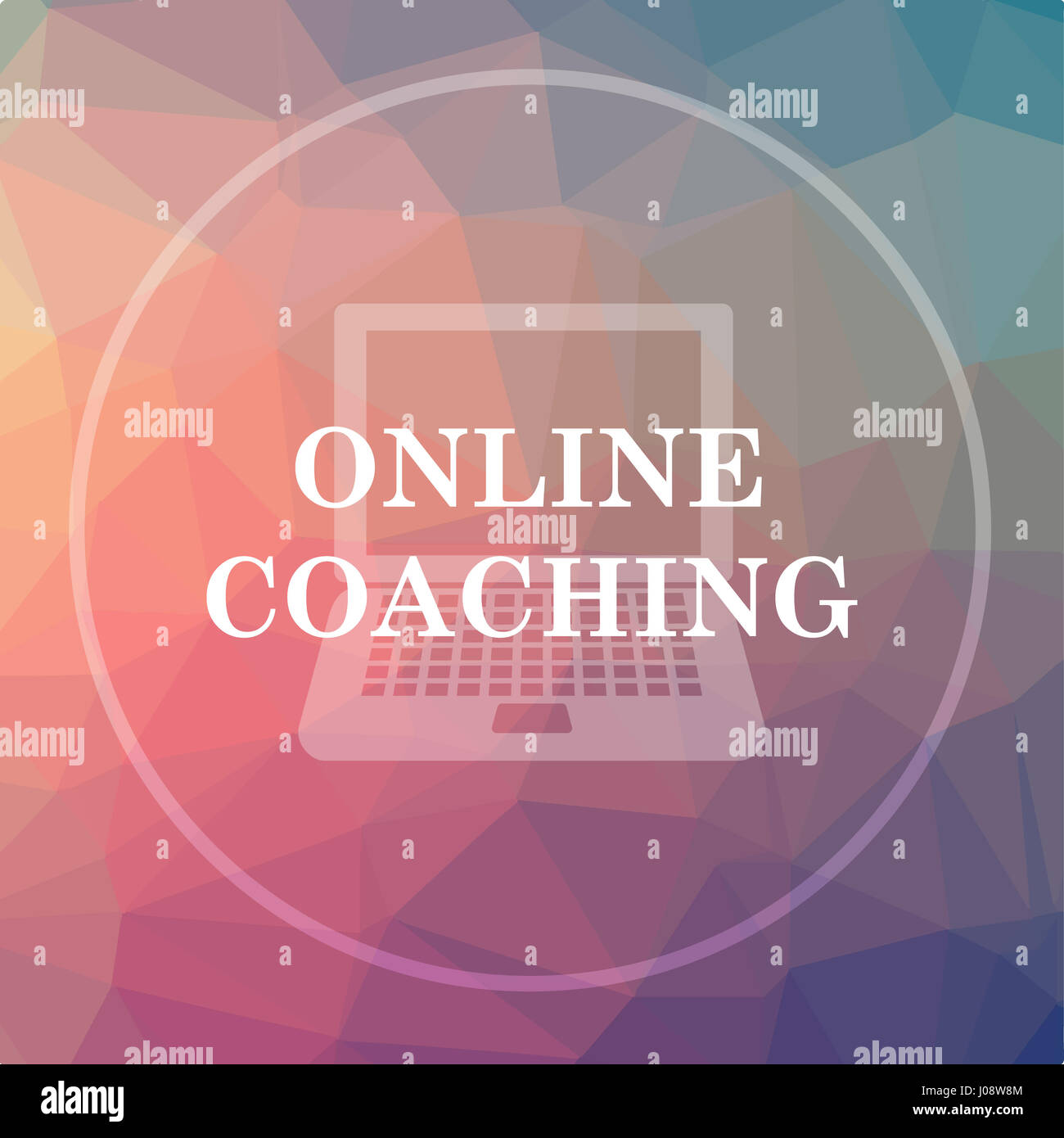 Online coaching icon. Online coaching website button on low poly ...