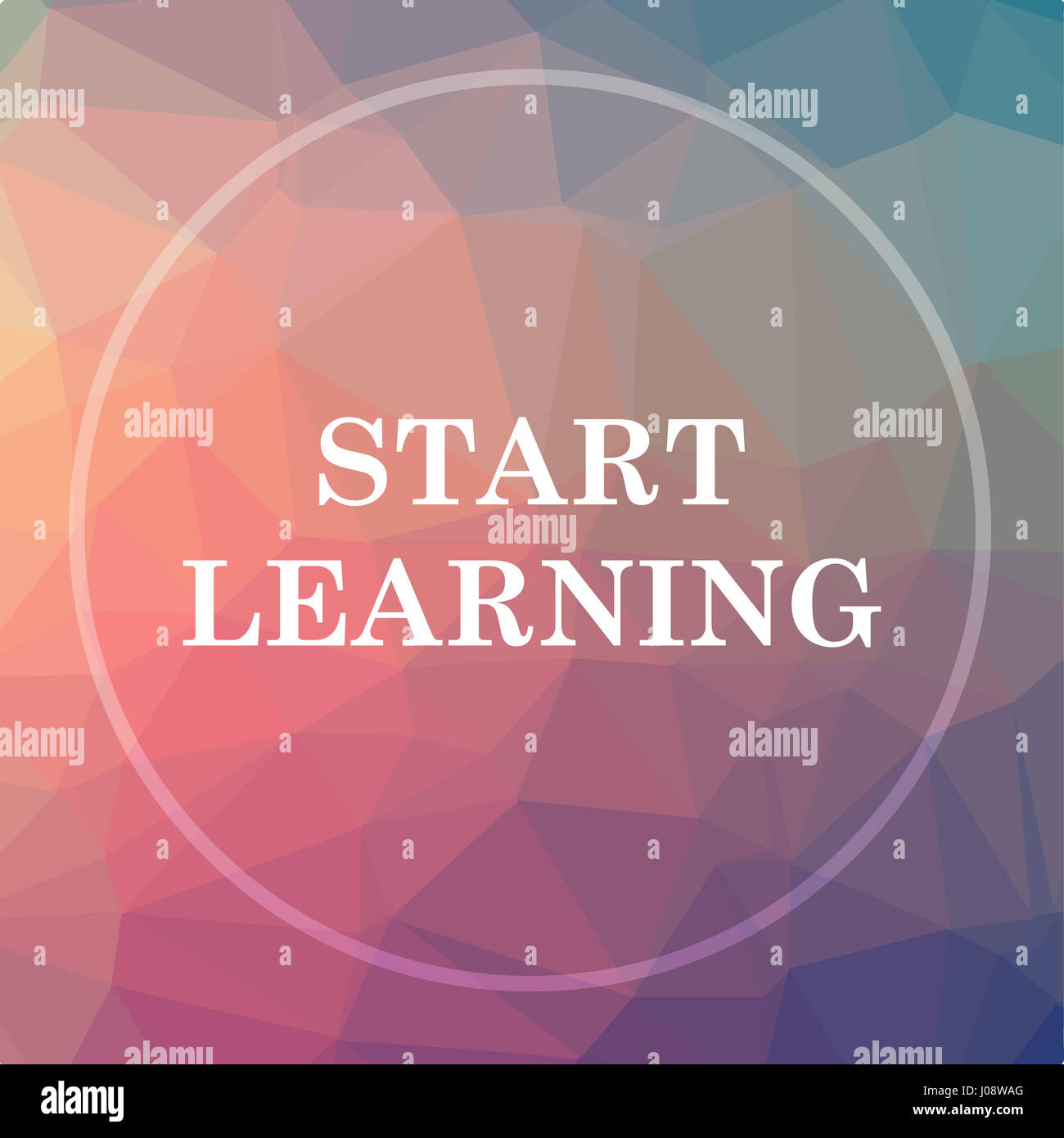 Start learn icon. Start learn website button on low poly background ...