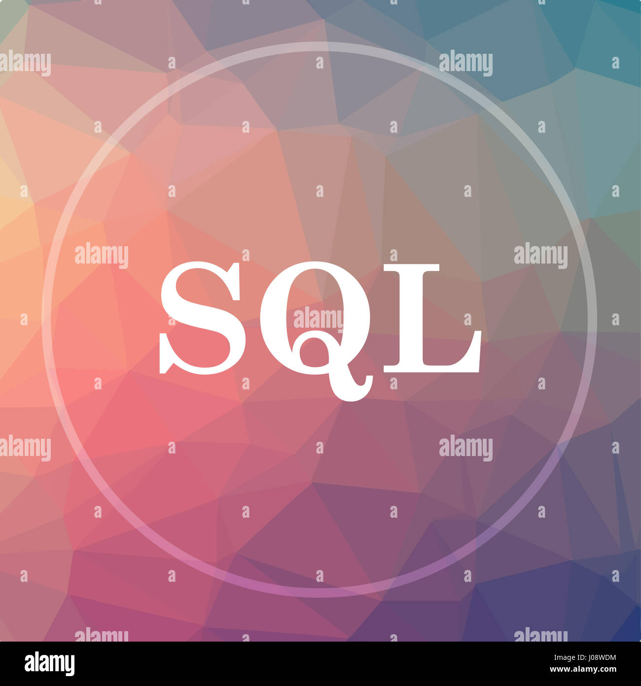 SQL icon. SQL website button on low poly background Stock Photo - Alamy