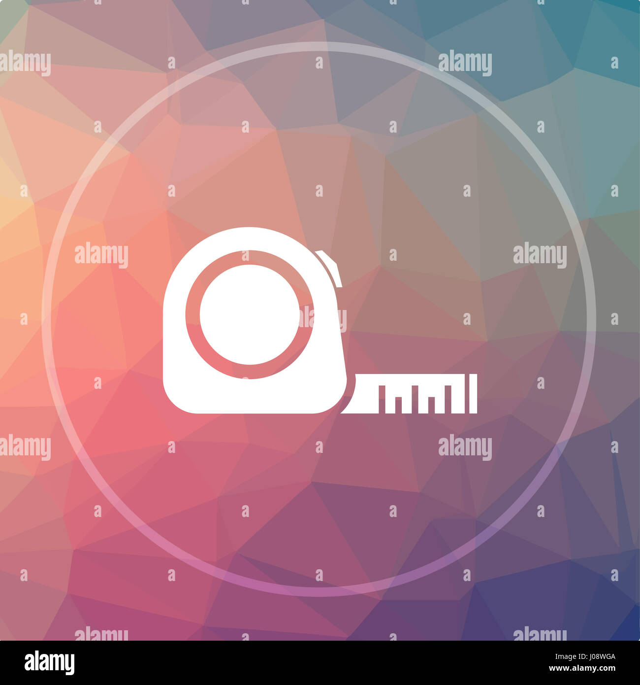 Tape measure icon. Tape measure website button on low poly background ...