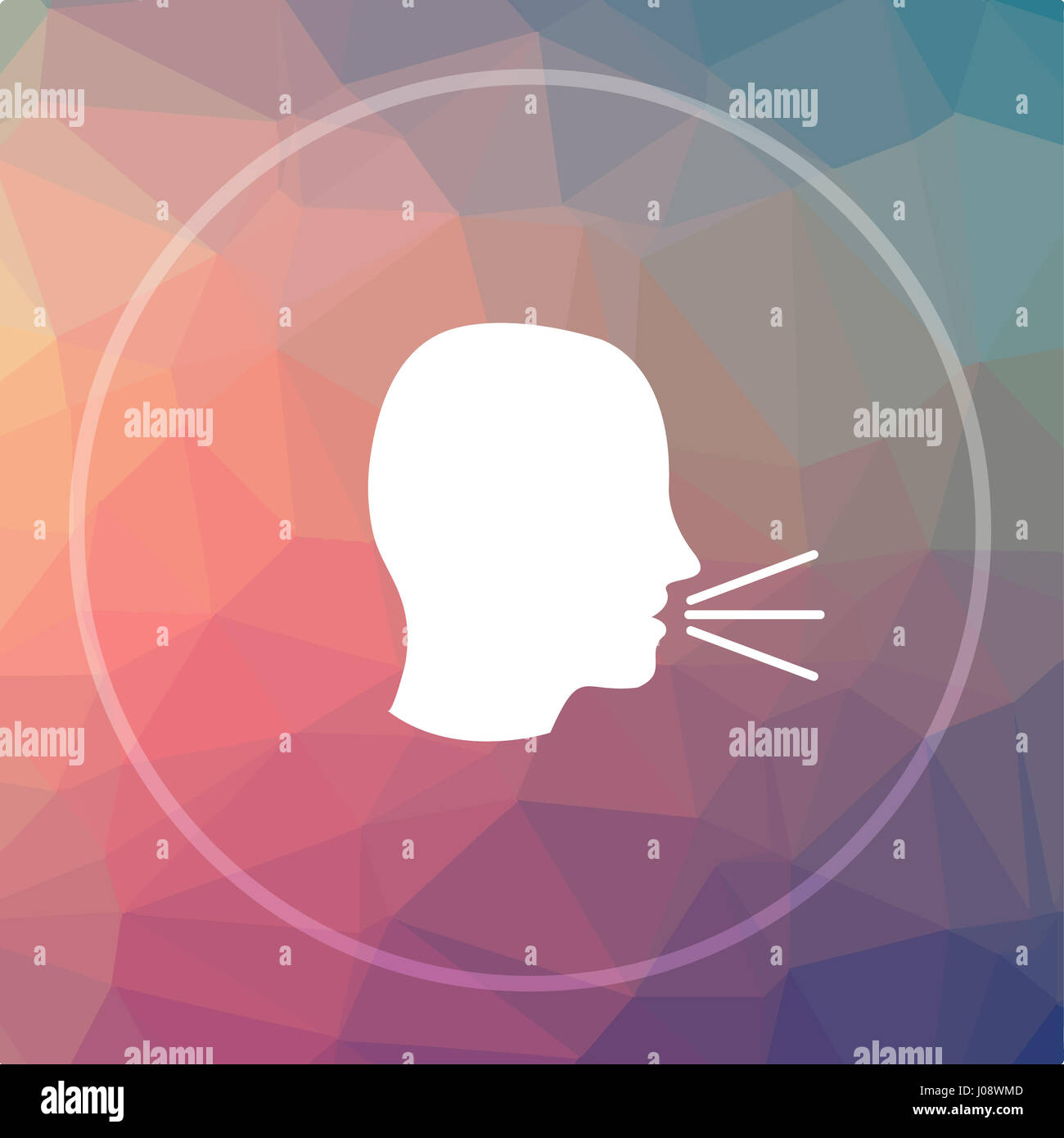 Talking icon. Talking website button on low poly background Stock Photo ...