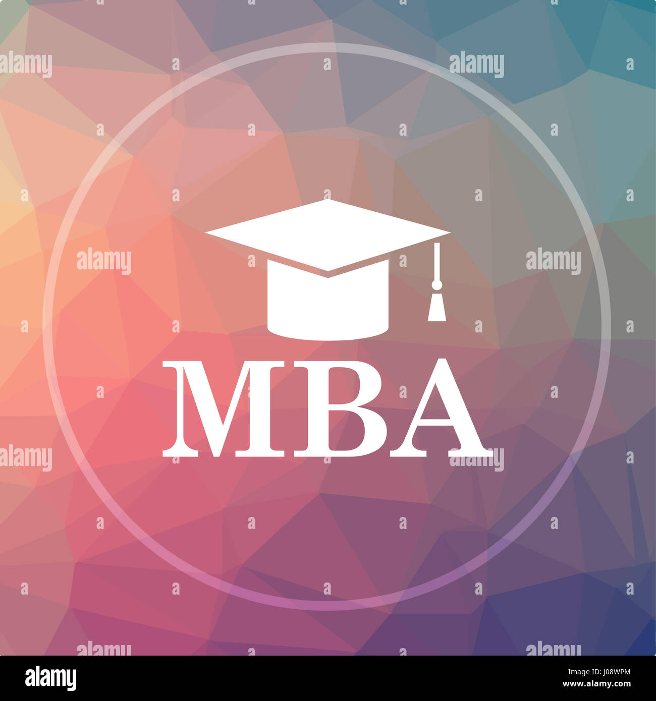 MBA icon. MBA website button on low poly background Stock Photo - Alamy