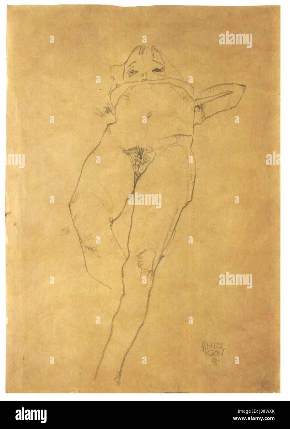 Schiele - Liegendes krankes Mädchen - 1908 Stock Photo