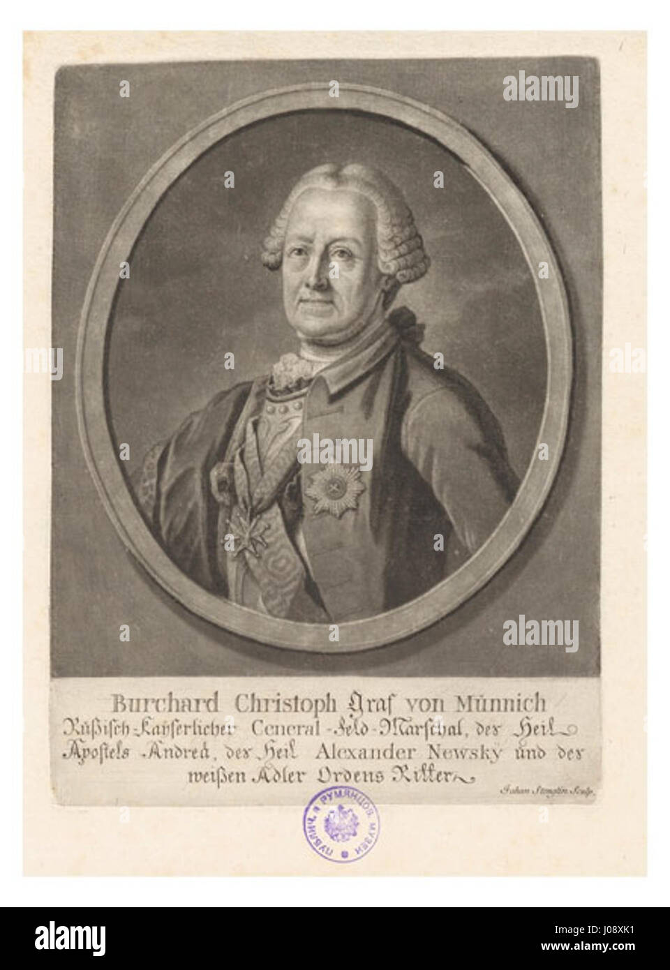 Stenglin Münnich engraving after Buchholtz 1760s Stock Photo