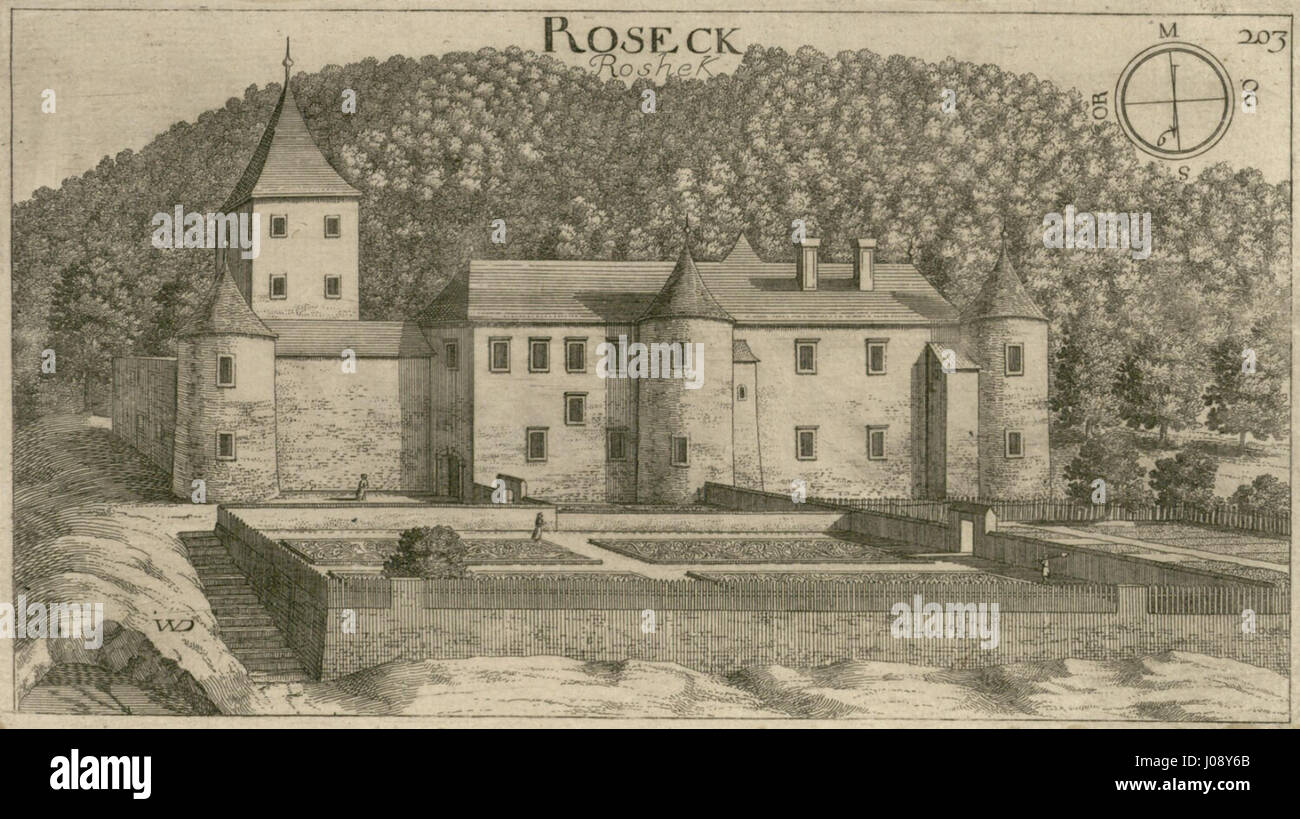 Valvasor’s 'Grad Rozek' (Roseckh) depicts the city of Roseckh in a ...