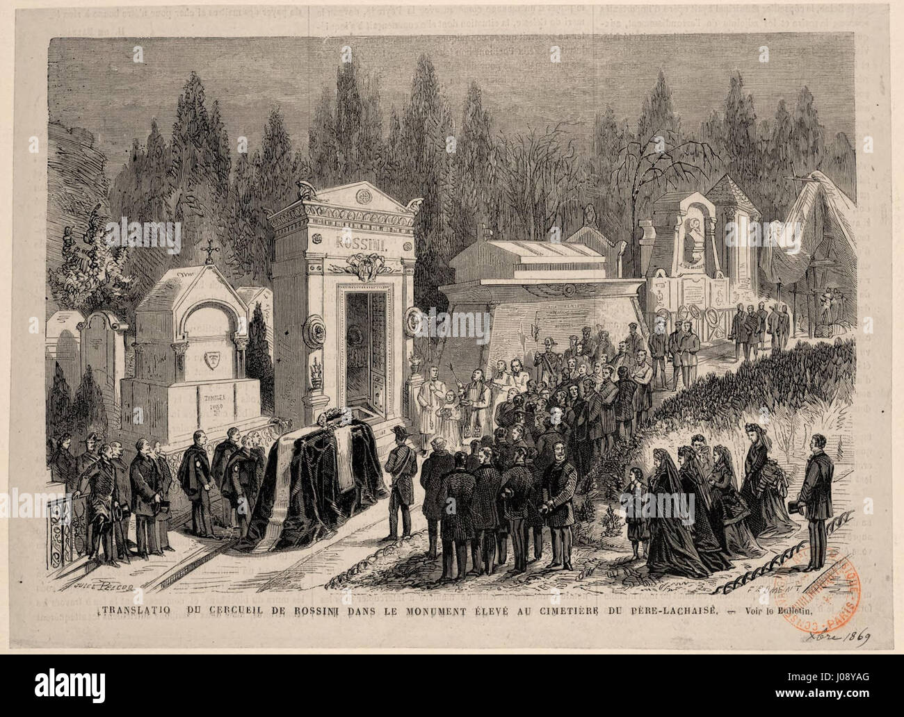 Translation du cercueil de Rossini dans le monument élevé au cimetière du Père-Lachaise Stock Photo