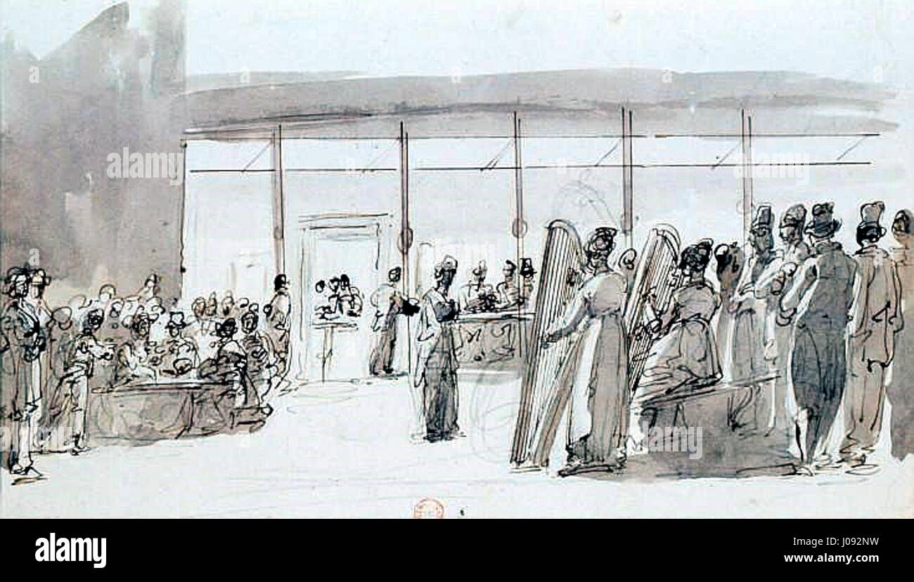 Café chantant, Champs-Élysées, 1820 Stock Photo