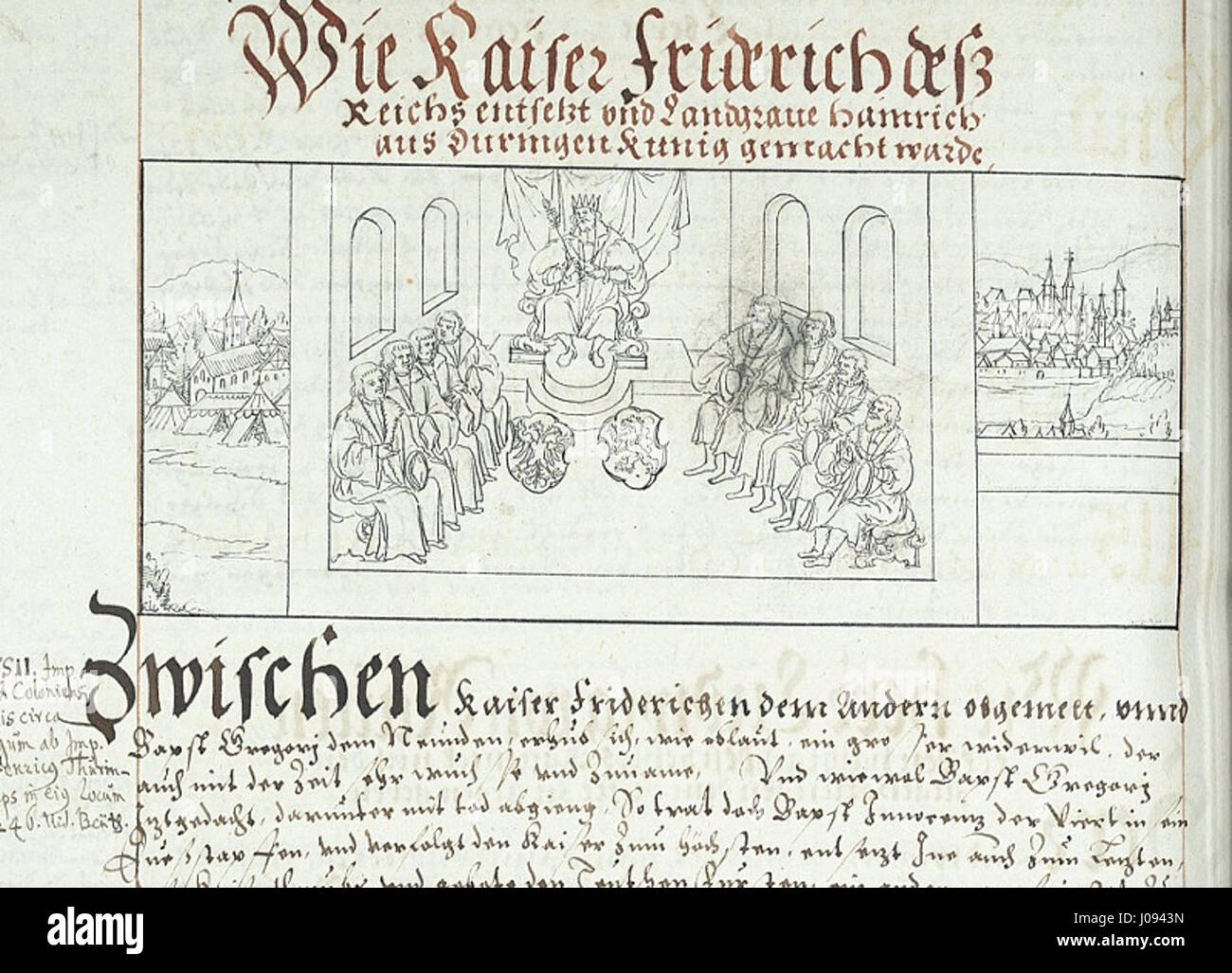 Friedrich II. sitzt über Heinrich Klammer-Seiben zu Gericht Stock Photo