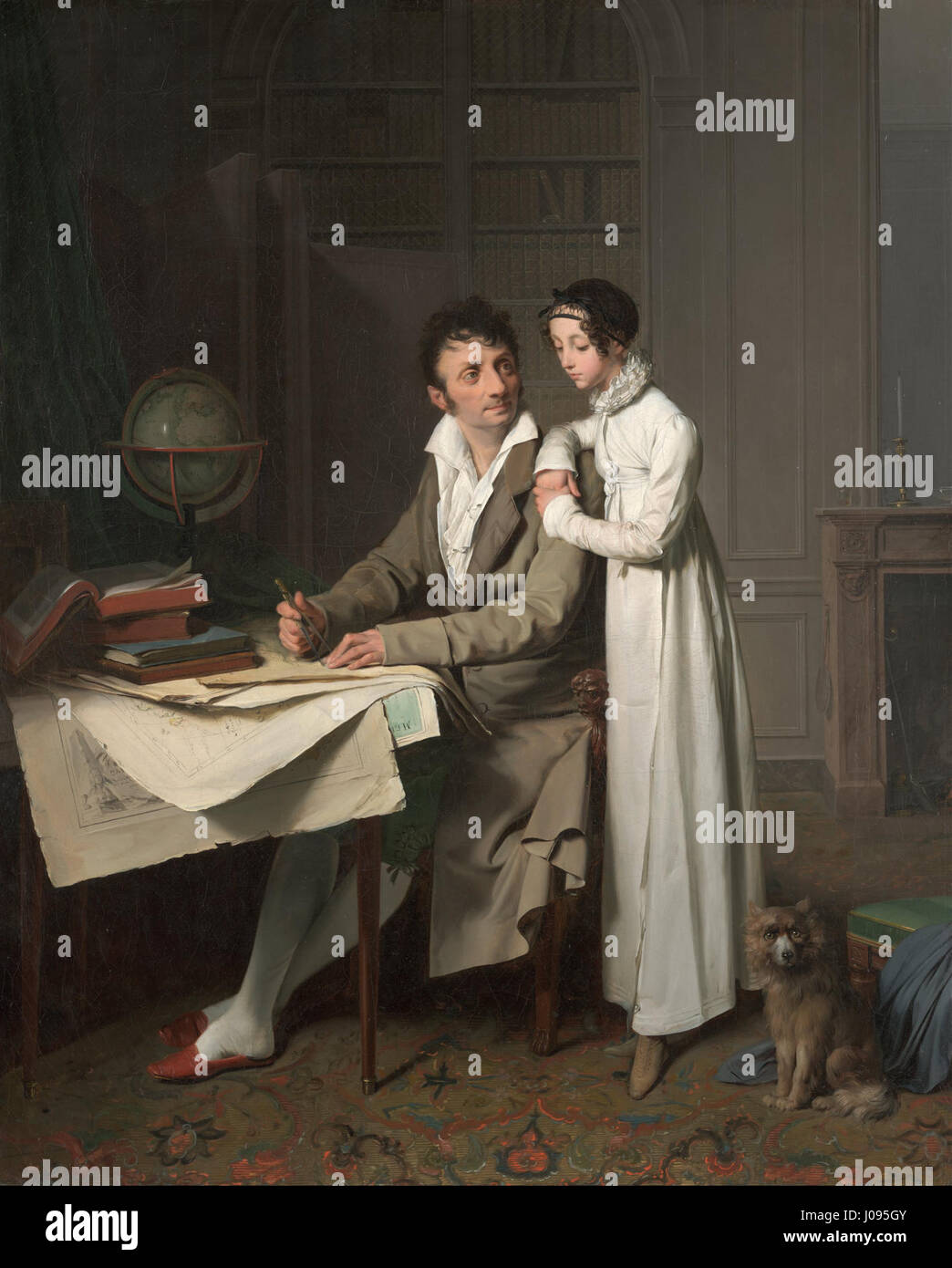 Louis-Léopold Boilly - The Geography Lesson (Portrait of Monsieur Gaudry and His Daughter) - Stock Photo