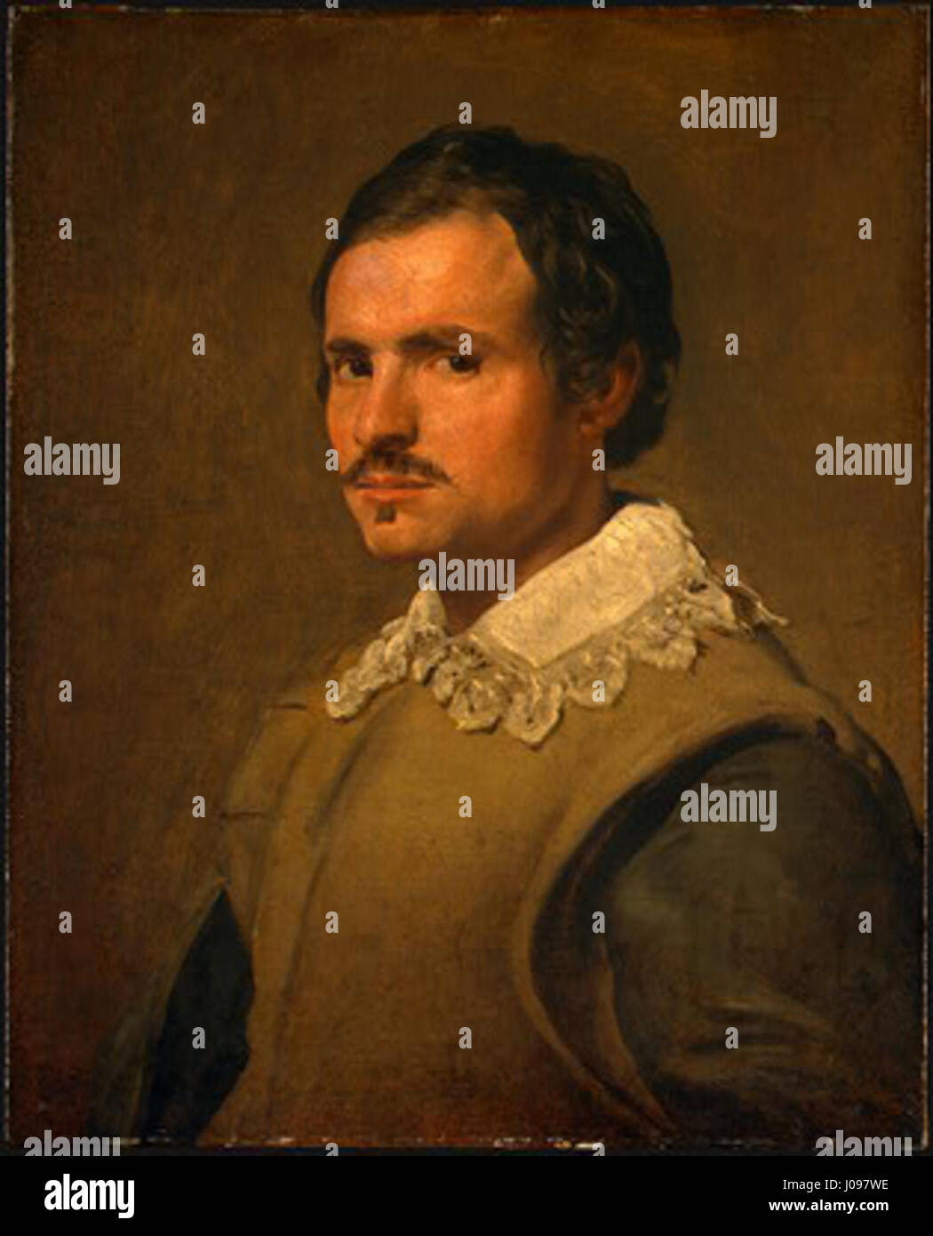 Retrato de hombre joven, by circle of Diego Velázquez Stock Photo