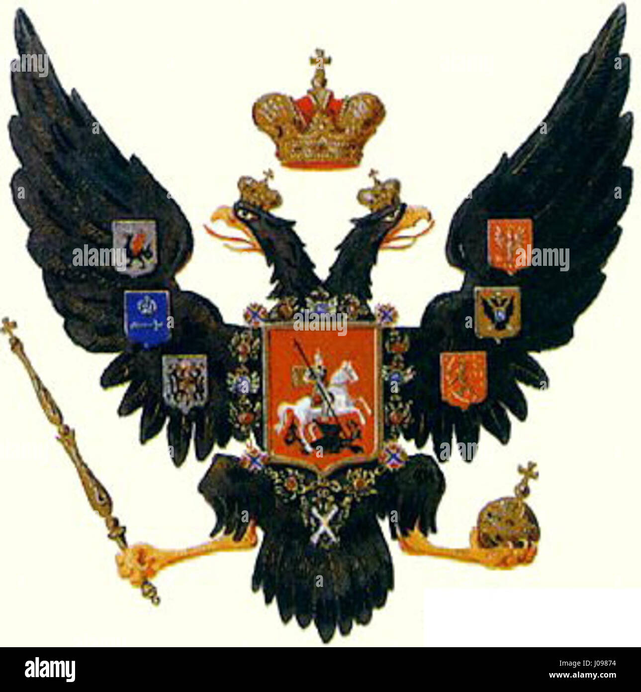 A Russian coat of arms from 1825, depicting national symbols and ...