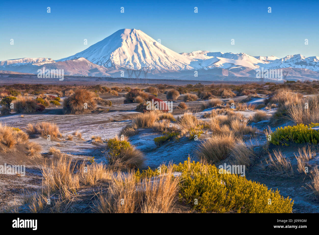 Mount Ngauruhoe and the Rangipo Desert, Tongariro National Park, New Zealand Stock Photo