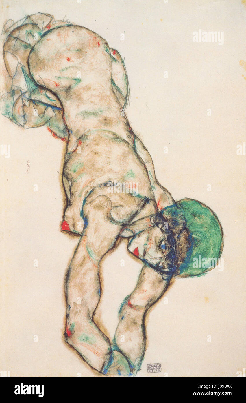 Egon Schiele - Frauenakt mit grüner Haube - 1914 Stock Photo