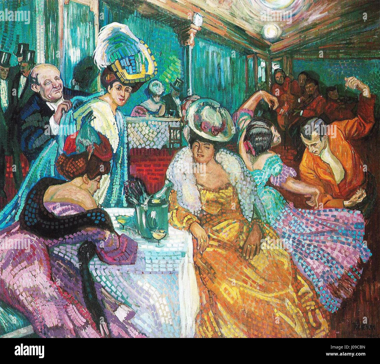 １８０１）リトグラフ　画家不明　「仮題　カフェテラス」 Artist cafe hi-res stock photography and images - Alamy