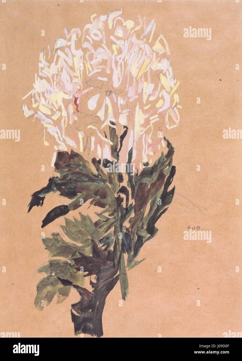Egon Schiele - Weiğe Chrysantheme - 1910 Stock Photo