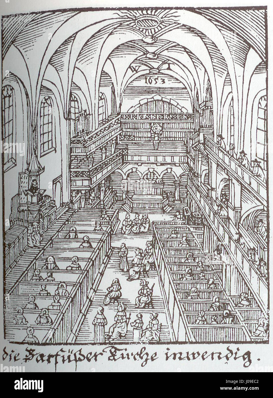 Frankfurt Barfüğerkirche 1653 Stock Photo