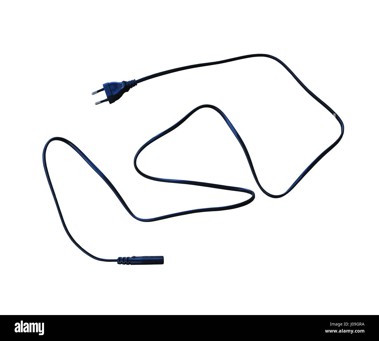 Black power cable line isolated on white background and have clipping paths. Stock Photo