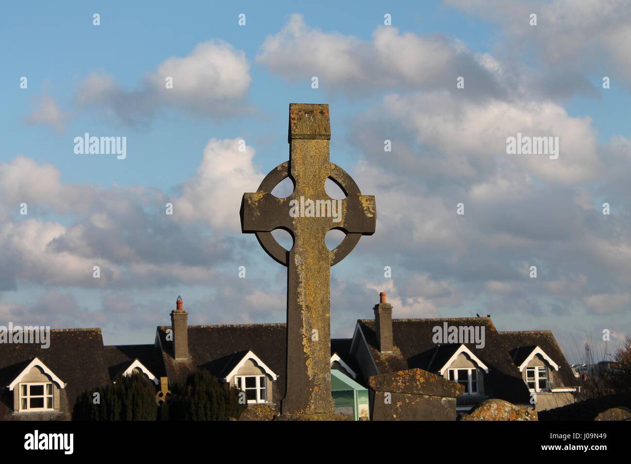 Celtic Cross in Graveyard Stock Photo
