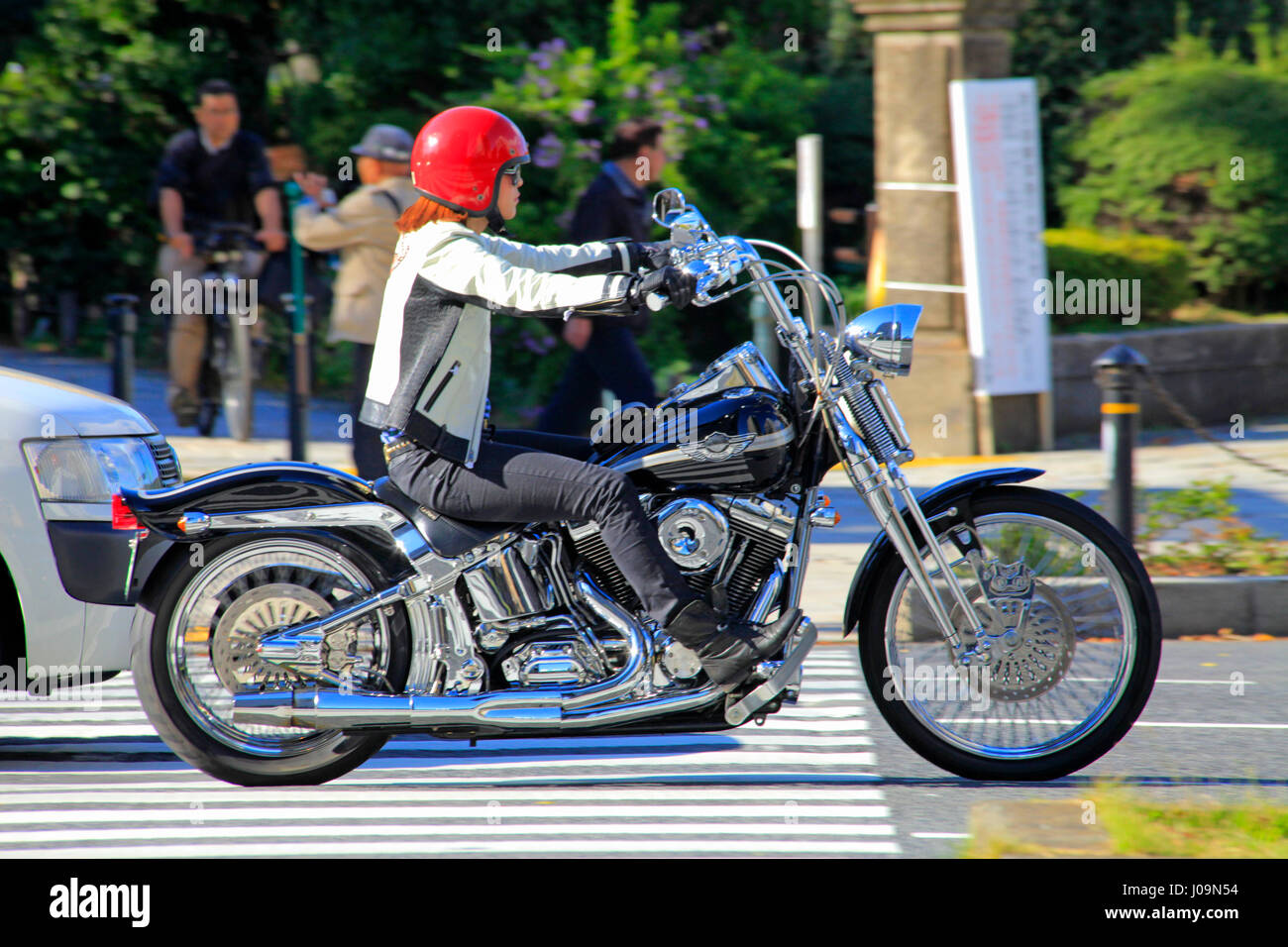 Harley Davidson Rider in Hibiya Tokyo Japan Stock Photo - Alamy