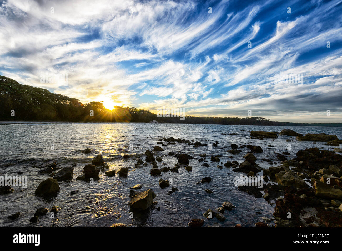 Spectacular Cloud Formations at sunset at Washerwoman's Beach, Bendalong Beach, Shoalhaven, South Coast, New South Wales, NSW, Australia Stock Photo