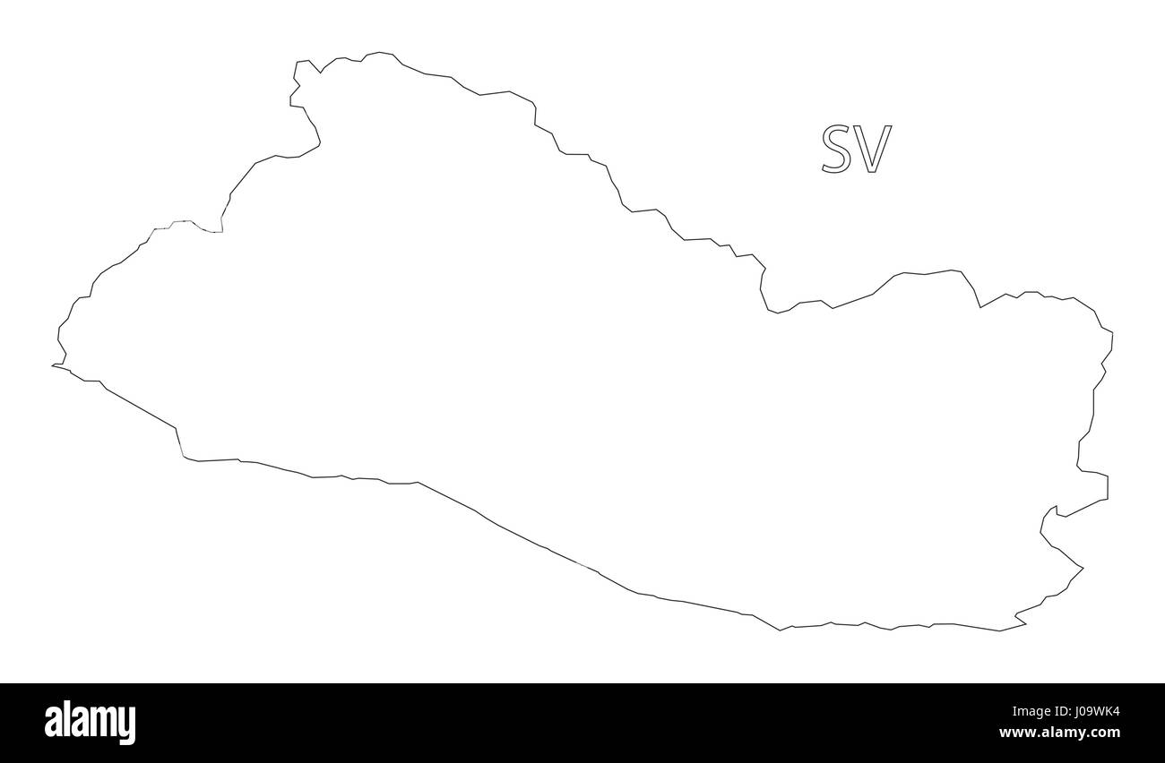 El Salvador outline silhouette map illustration Stock Vector
