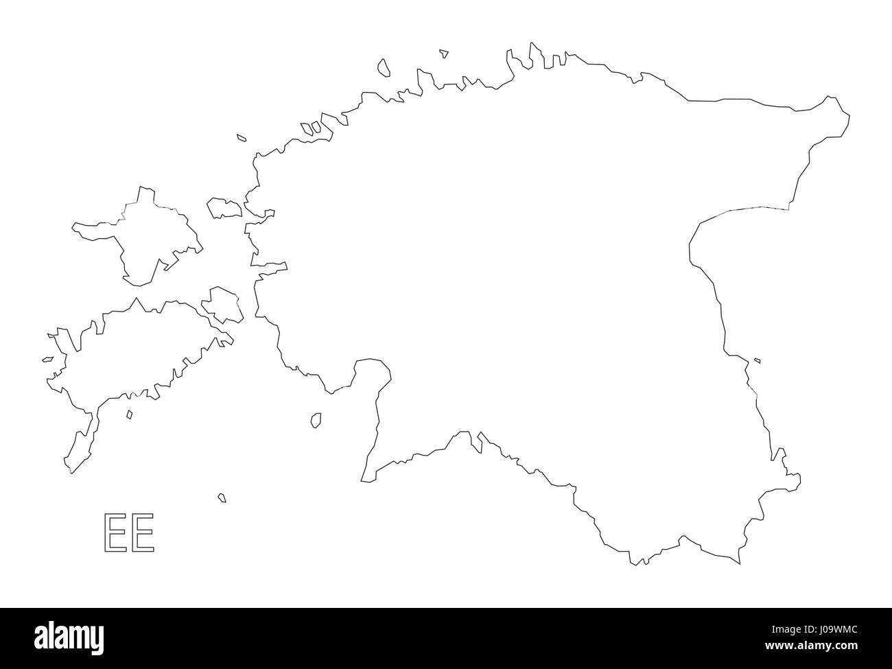 Estonia outline silhouette map illustration Stock Vector