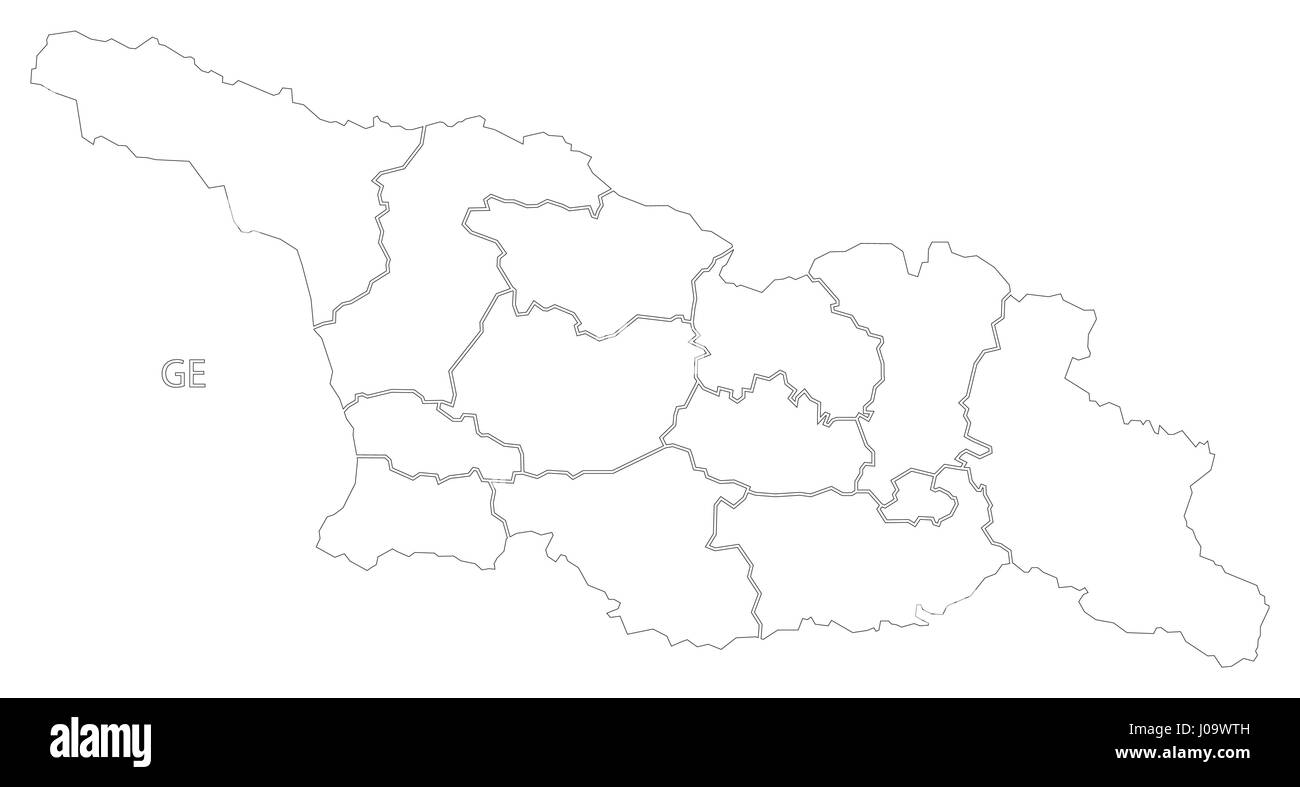 Georgia Outline Silhouette Map Illustration With Regions Stock Vector 