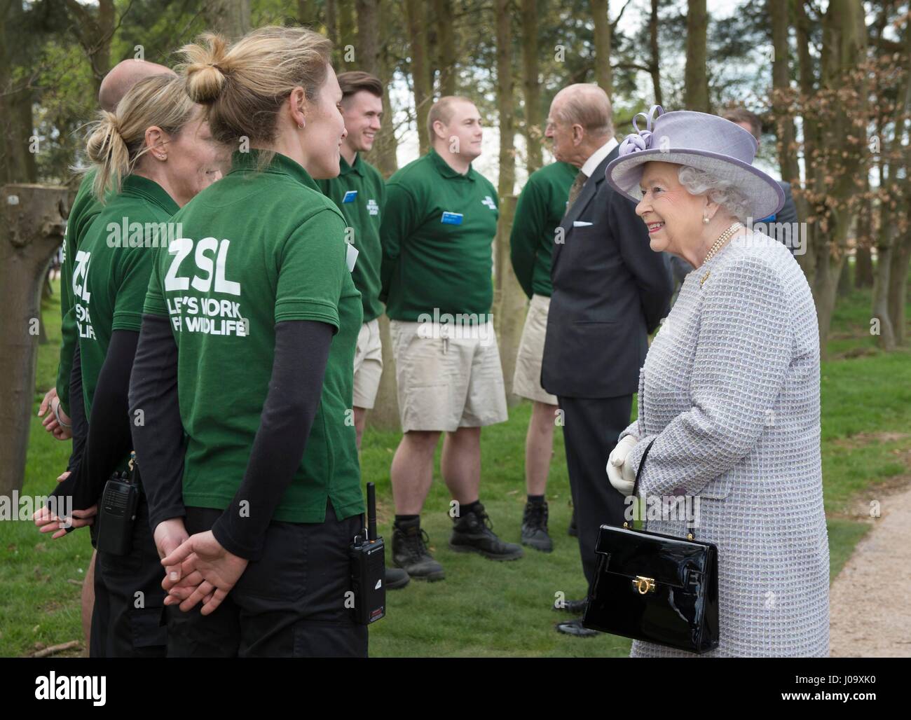 Queen Elizabeth II meets some of the zookeepers at ZSL Whipsnade