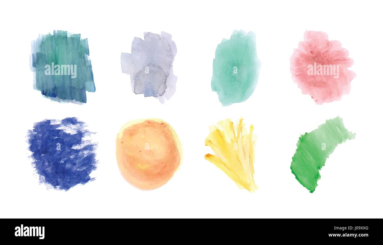 Vector set of various paint strokes and splashes Stock Vector