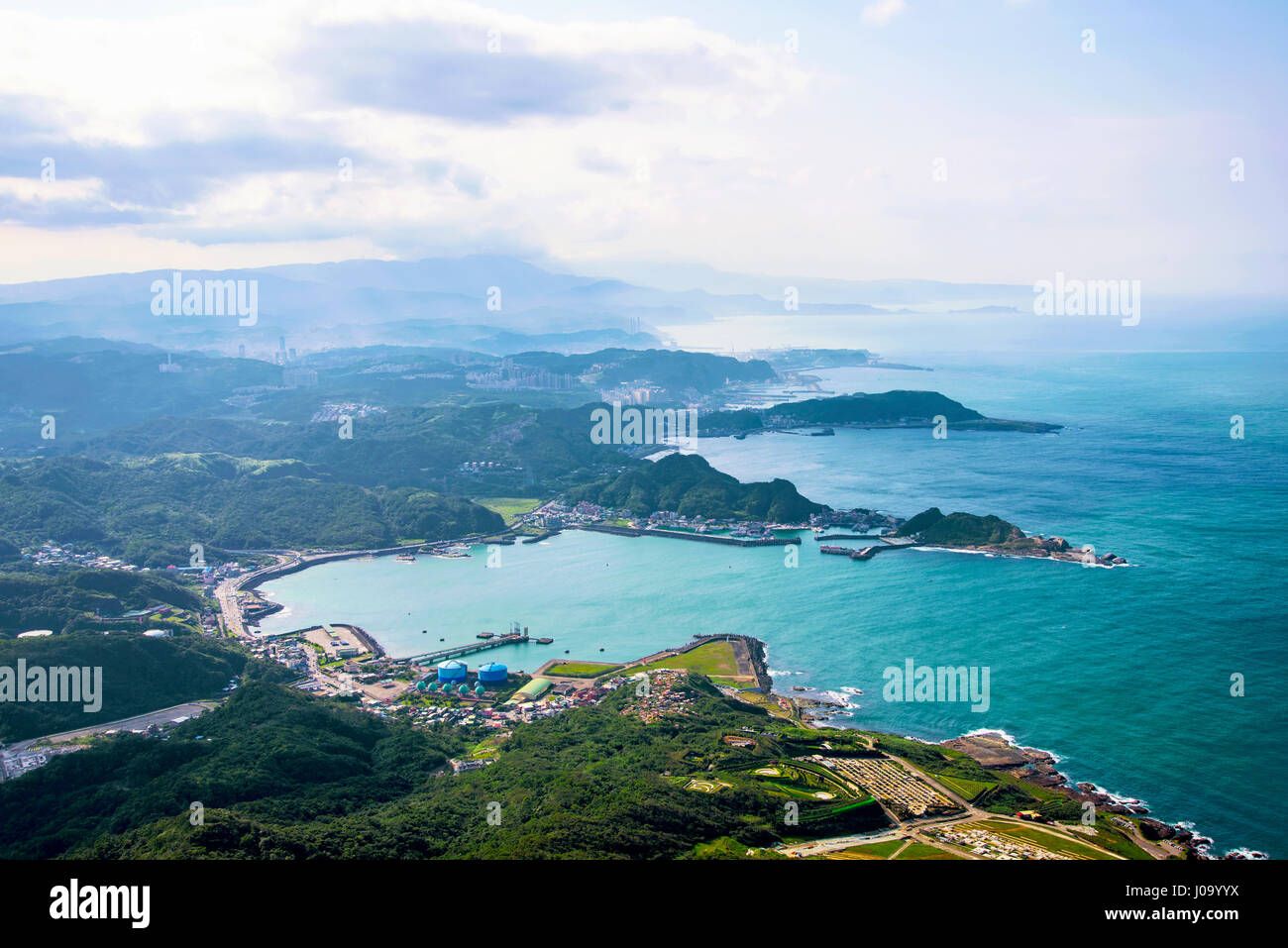 View of Hills and nature in Taiwan countryside from Jilong Mountain ...