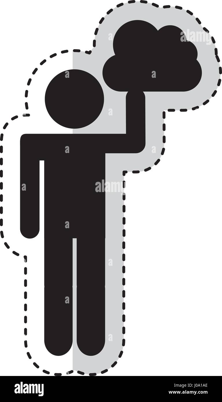 human figure with cloud computing isolated icon Stock Vector Image ...