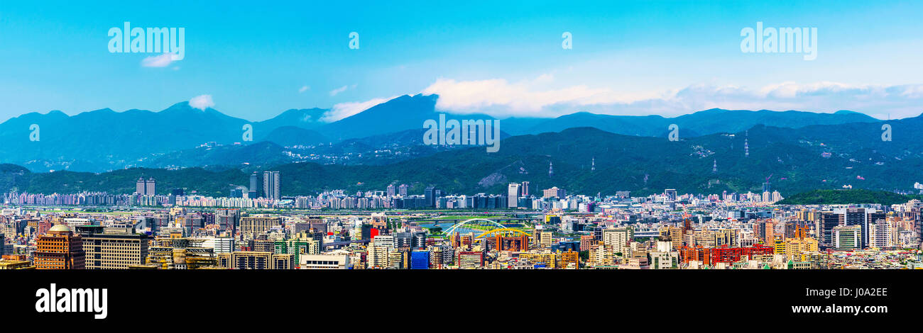 Panorama of Taipei with mountains and nature Stock Photo