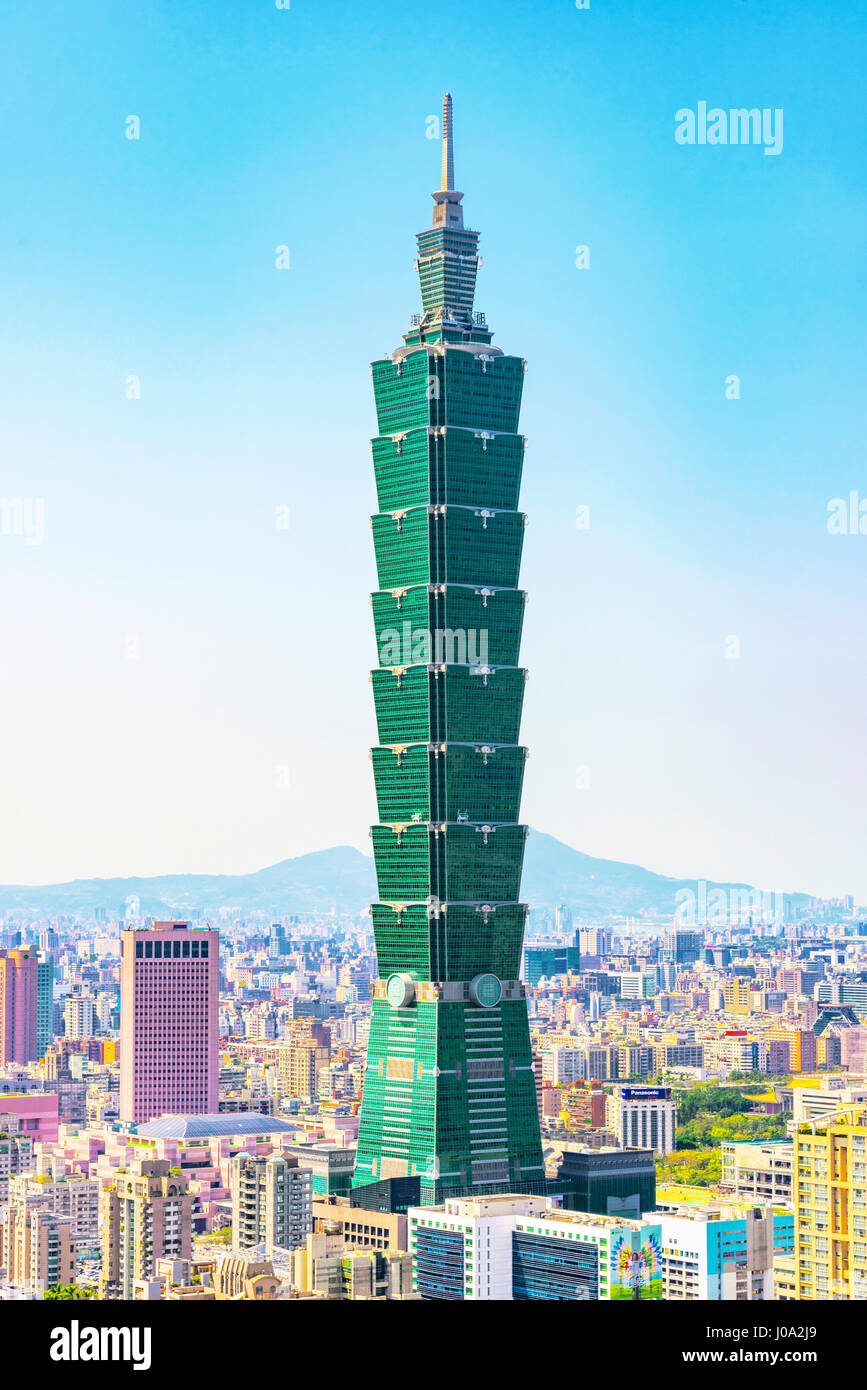 TAIPEI, TAIWAN - MARCH 24: This is a view of the Taipei 101 building a famous landmark and tourist attraction in the Xinyi financial district area of  Stock Photo