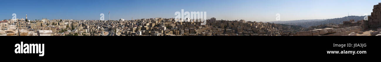 Panoramic view of Amman, the capital city, seen from the top of Amman Citadel, the archaeological site and one of the original nucleus of the town Stock Photo