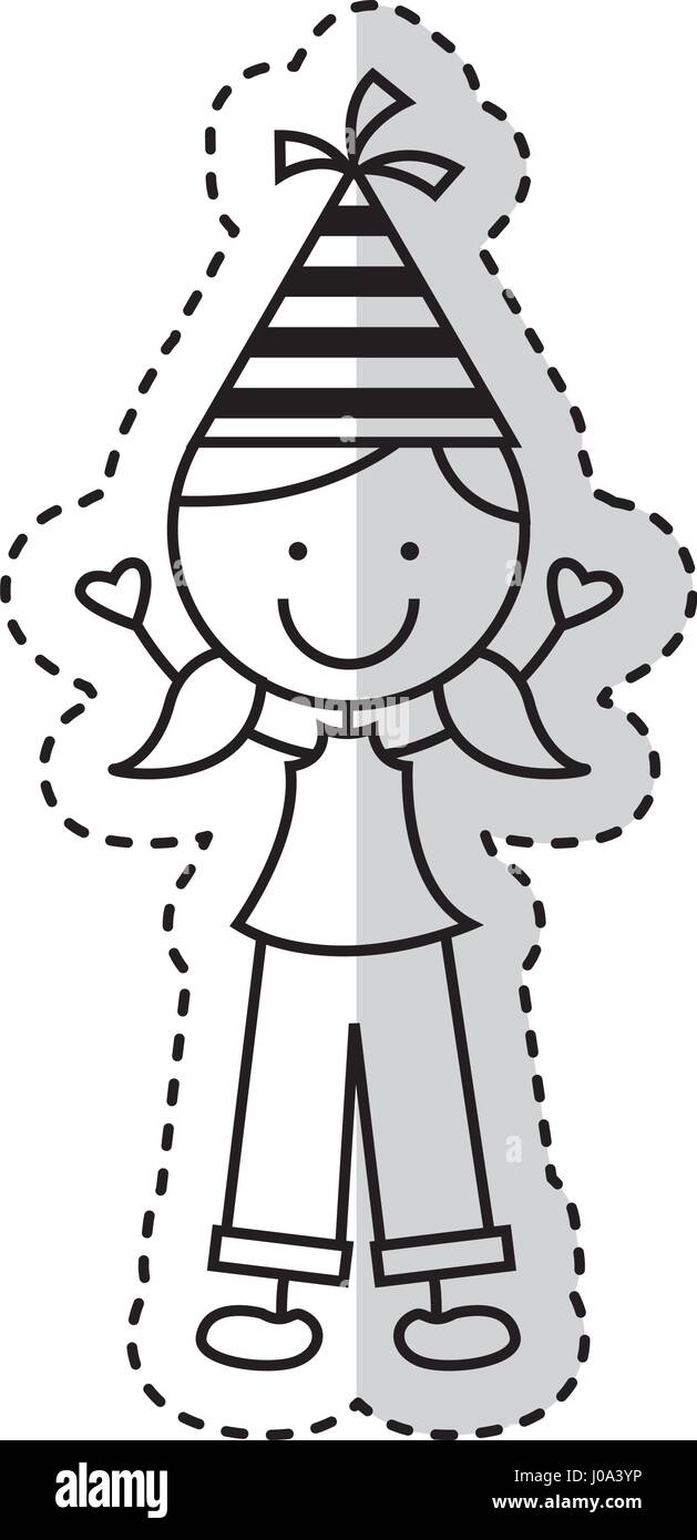 cute little girl with hat party character Stock Vector Image & Art - Alamy