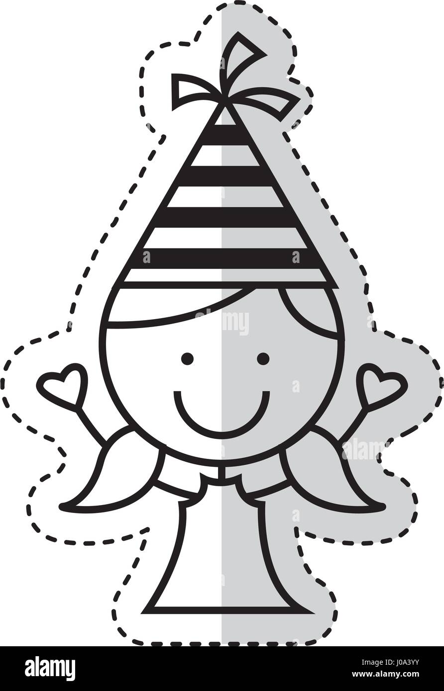 cute little girl with hat party character Stock Vector Image & Art - Alamy
