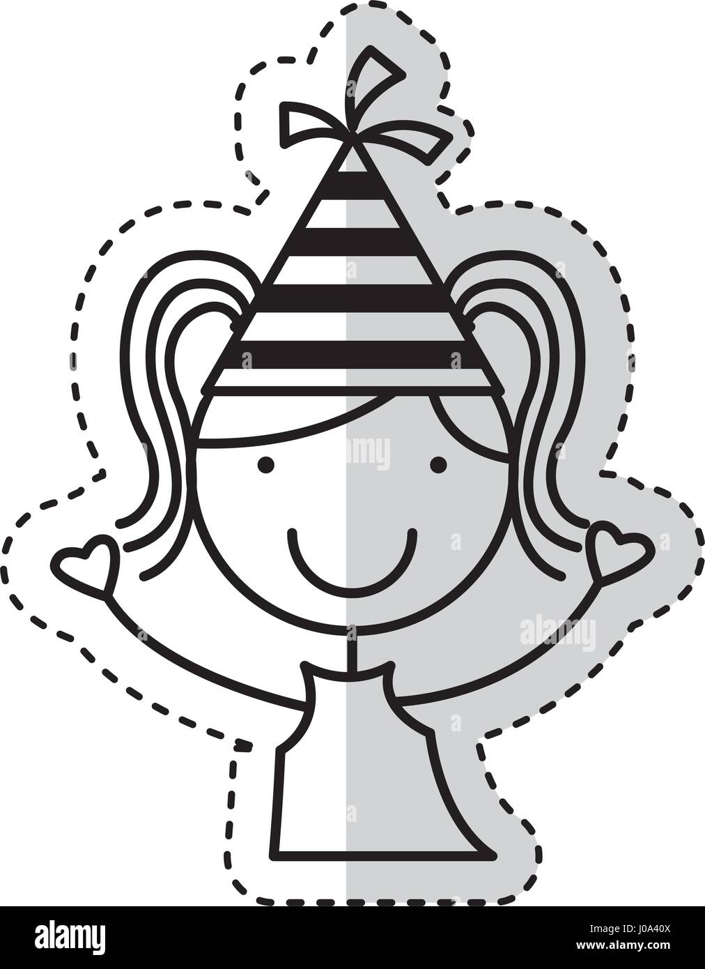 cute little girl with hat party character Stock Vector Image & Art - Alamy