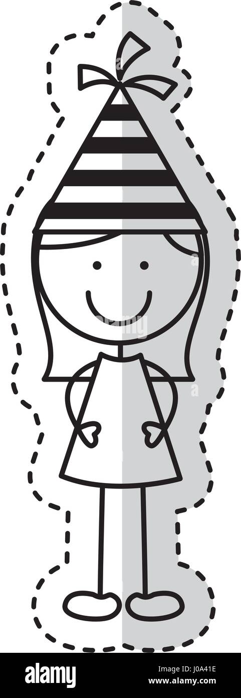 cute little girl with hat party character Stock Vector Image & Art - Alamy