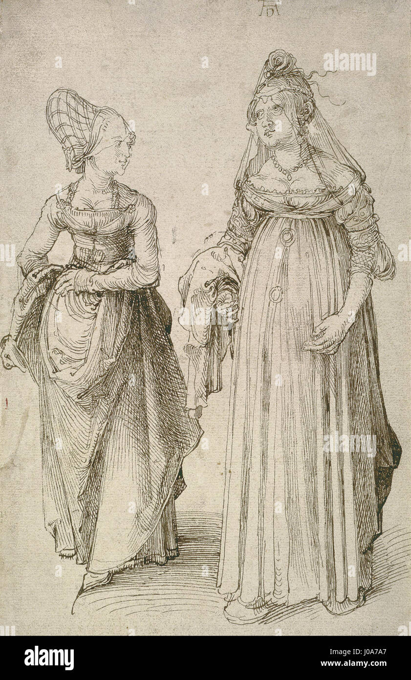 Albrecht Dürer - Lady in Venetian Dress Contrasted with a Nuremberg  Hausfrau  - Stock Photo