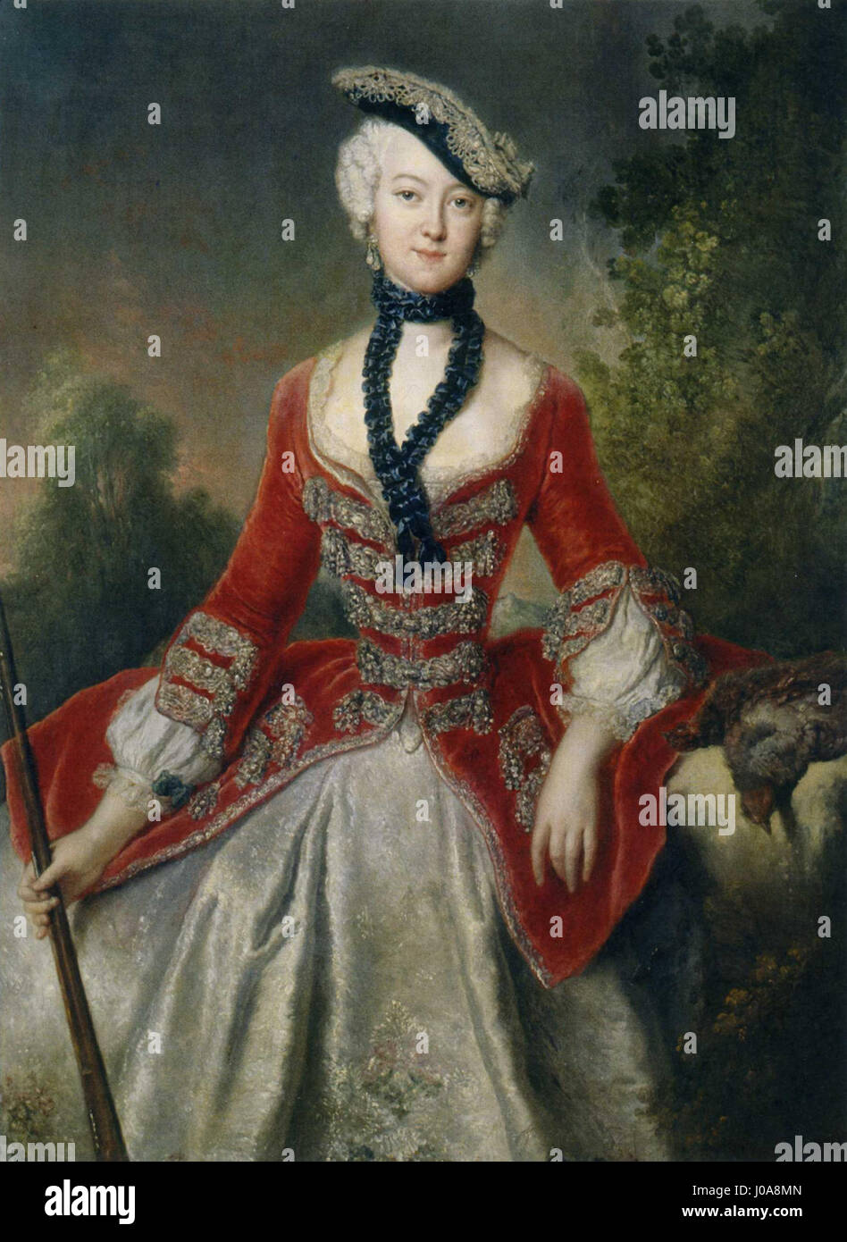 This portrait by Pesne depicts Gräfin Sophie Marie von Vog, showcasing the noblewoman in a refined and dignified manner. Pesne’s work captures the elegance of 18th-century European aristocracy and the fashion of the time. Stock Photo