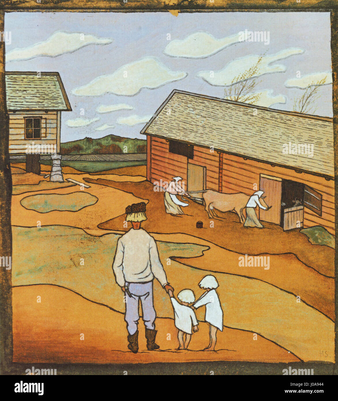 'Kevät tunnelma' (Spring Mood) by Hugo Simberg captures the fresh and rejuvenating atmosphere of spring. The 1895 painting reflects Simberg’s ability to convey the changing seasons through light and color. Stock Photo