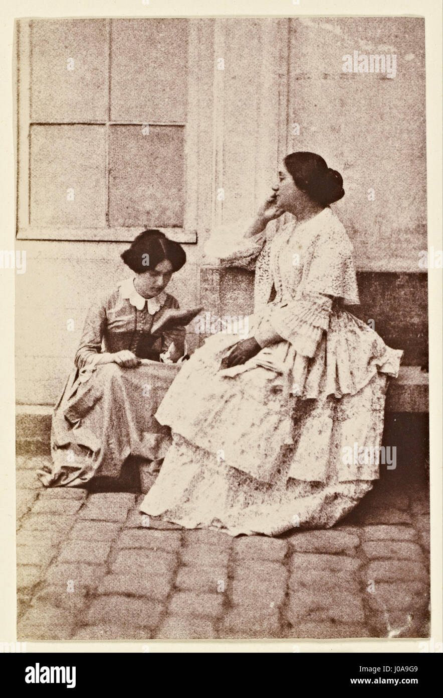 Charles Nègre - Women in a Courtyard - Stock Photo