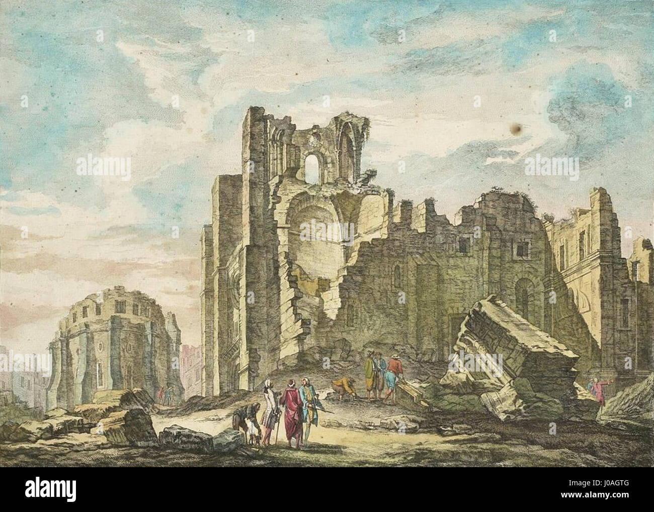 Ruinas da Sé de Lisboa após o Terramoto de 1755 - Jacques Philippe Le Bas, 1757 Stock Photo