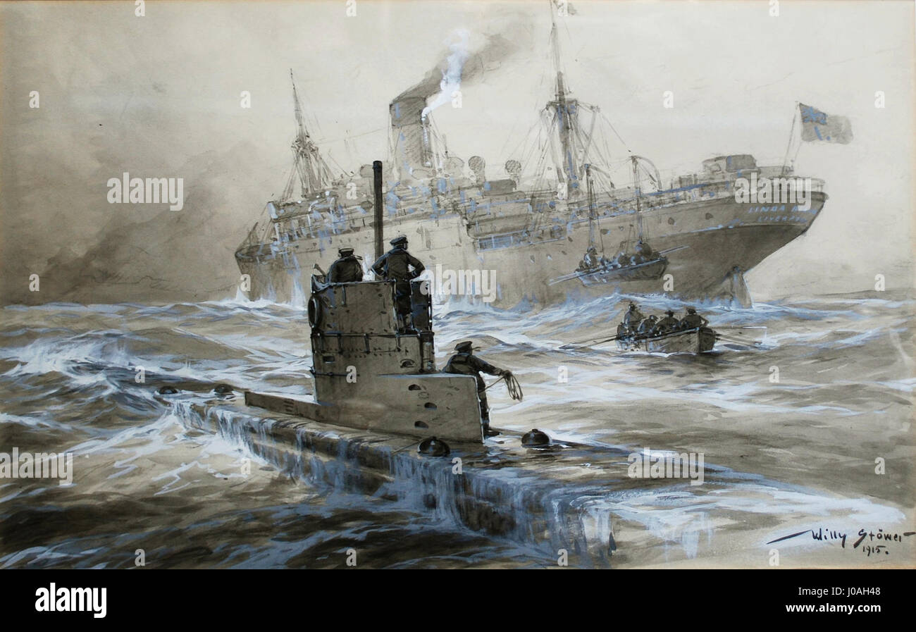 Willy Stöwer’s depiction of the sinking of the Linda Blanche shows the dramatic moment of maritime disaster. The painting portrays the ship’s final moments, emphasizing the power and tragedy of the event. Stock Photo