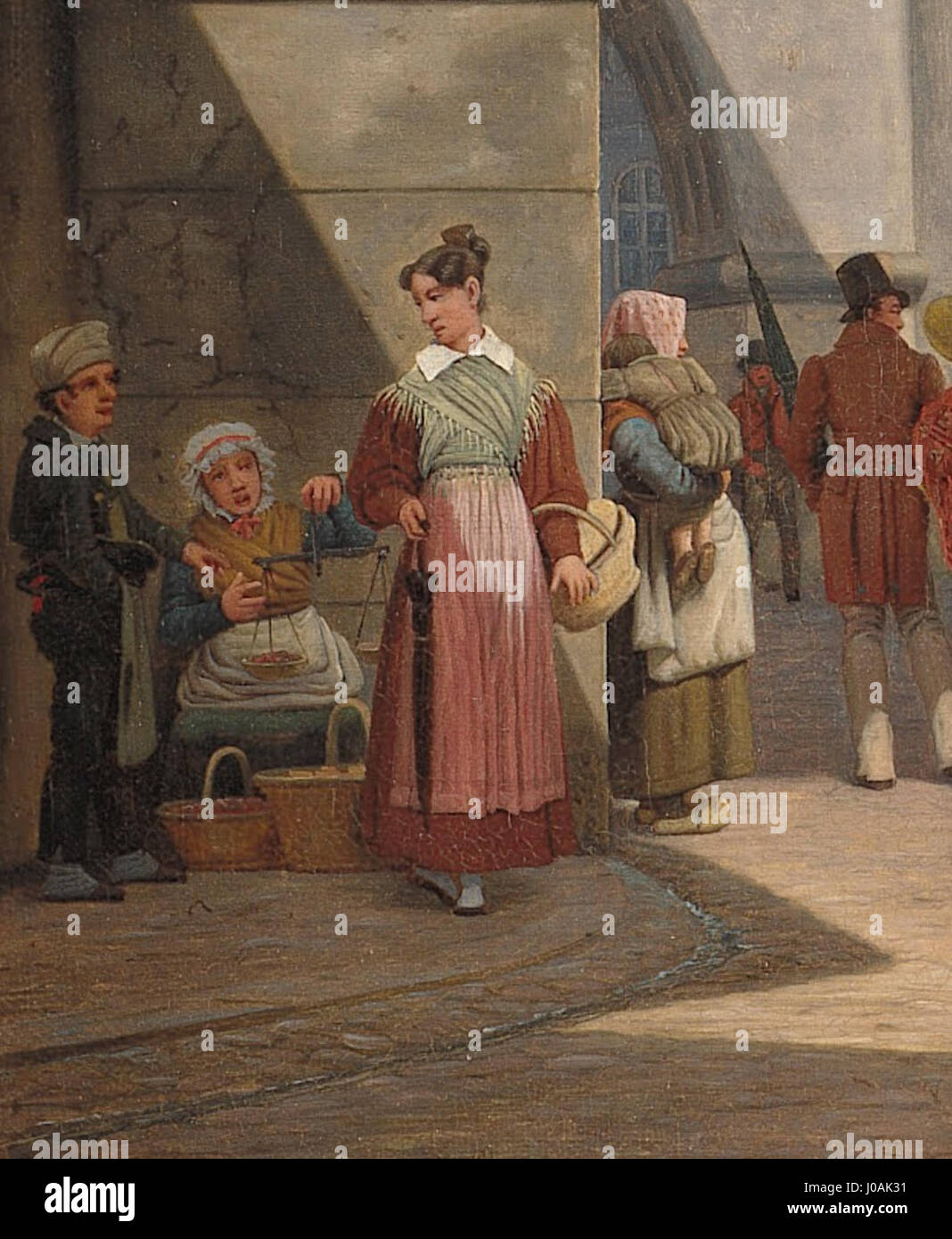 Martinus Rørbye - The Prison of Copenhagen -  Tradescene and female beggar Stock Photo