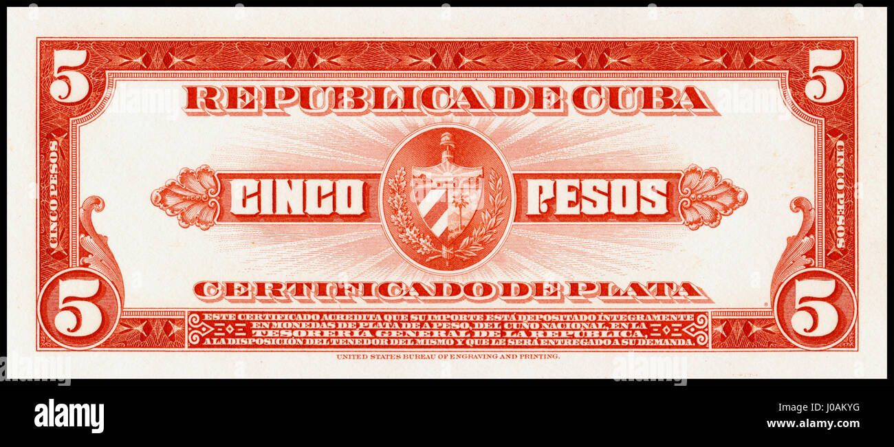 The color-certified proof of the 1930s five silver pesos from the ...