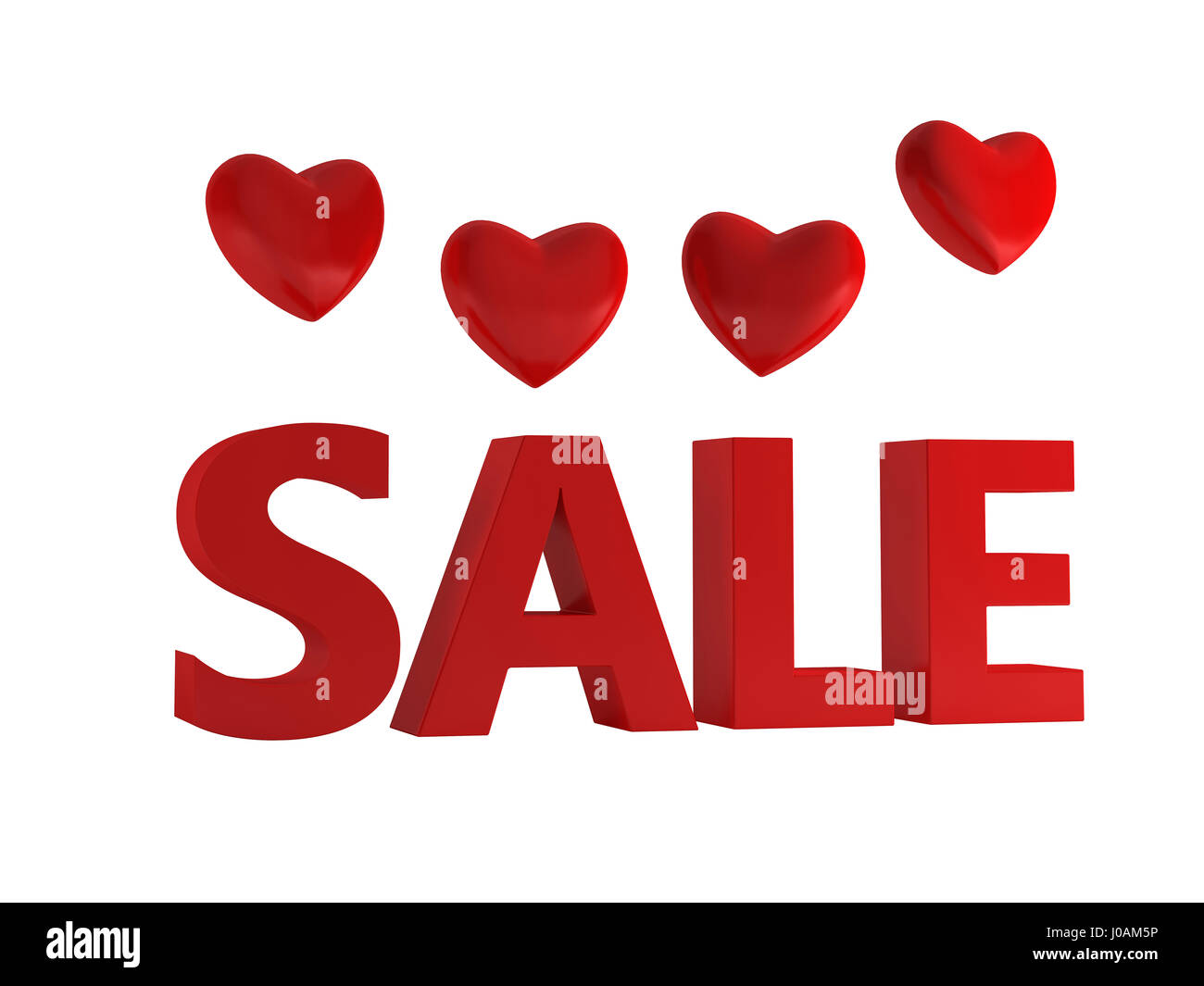 3D Valentine sale isolated on white background Stock Photo