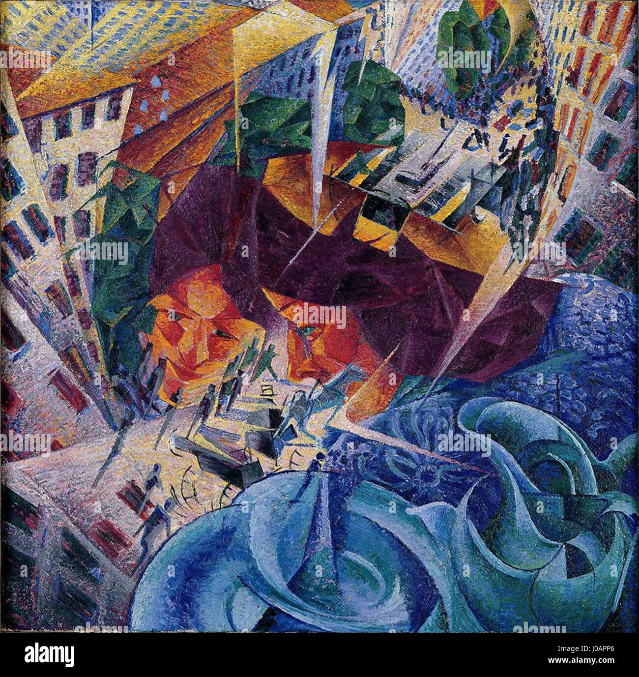 Umberto Boccioni, Visioni simultanee (Simultanvisionen), oil on canvas, 60.5 × 60.5 cm, Von der Heydt Museum Stock Photo