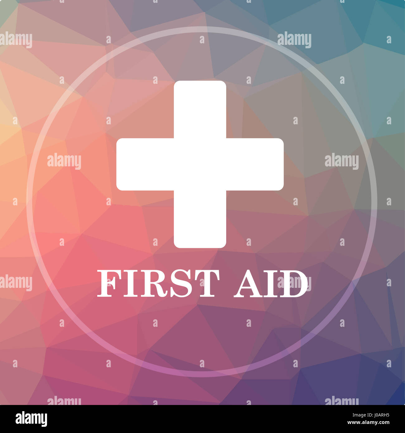 First aid icon. First aid website button on low poly background Stock ...